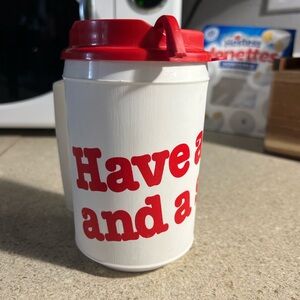 Coke World Thermos Brand Red and White Travel Mug Vintage Inspired